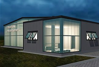 Steel construction hall width of 9 meters