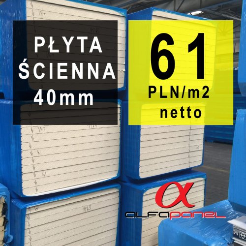 Płyta warstwowa ścienna gr. 40mm z magazynu